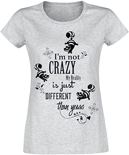 Alice im Wunderland Grinsekatze - I'm Not Crazy Frauen T-Shirt grau meliert L von Alice im Wunderland