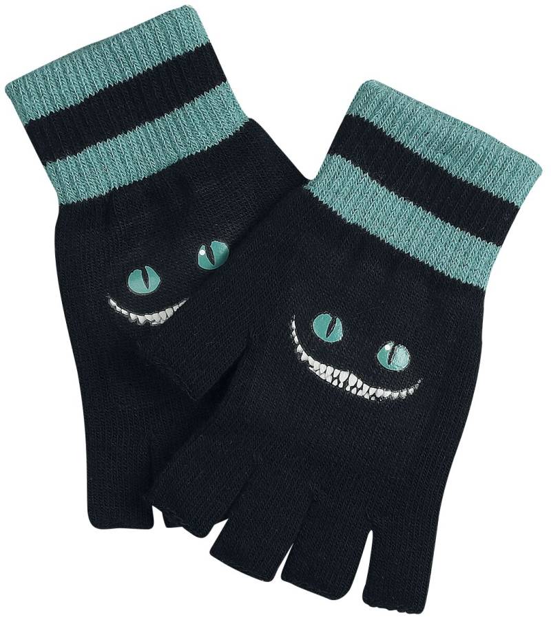 Alice im Wunderland Grinsekatze Kurzfingerhandschuhe schwarz türkis von Alice im Wunderland