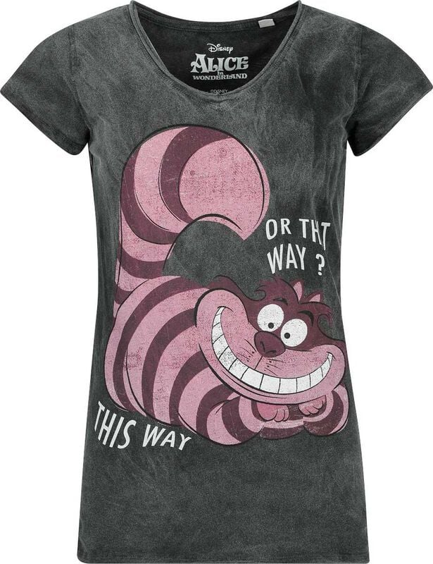 Alice im Wunderland Grinsekatze - This Way Or That Way? T-Shirt schwarz in M von Alice im Wunderland