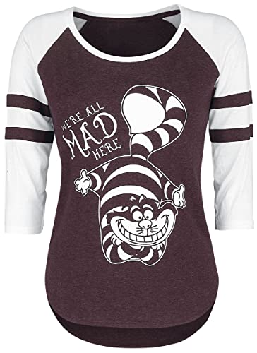 Alice im Wunderland We're All Mad Here Frauen Langarmshirt Bordeaux/weiß XL von Alice im Wunderland