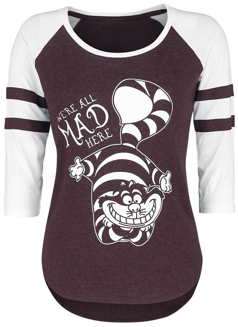 Alice im Wunderland We're All Mad Here Langarmshirt bordeaux weiß in L von Alice im Wunderland