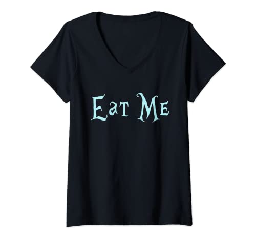 Damen Eat Me Alice im Wunderland T-Shirt mit V-Ausschnitt von Alice's Adventures Clothing