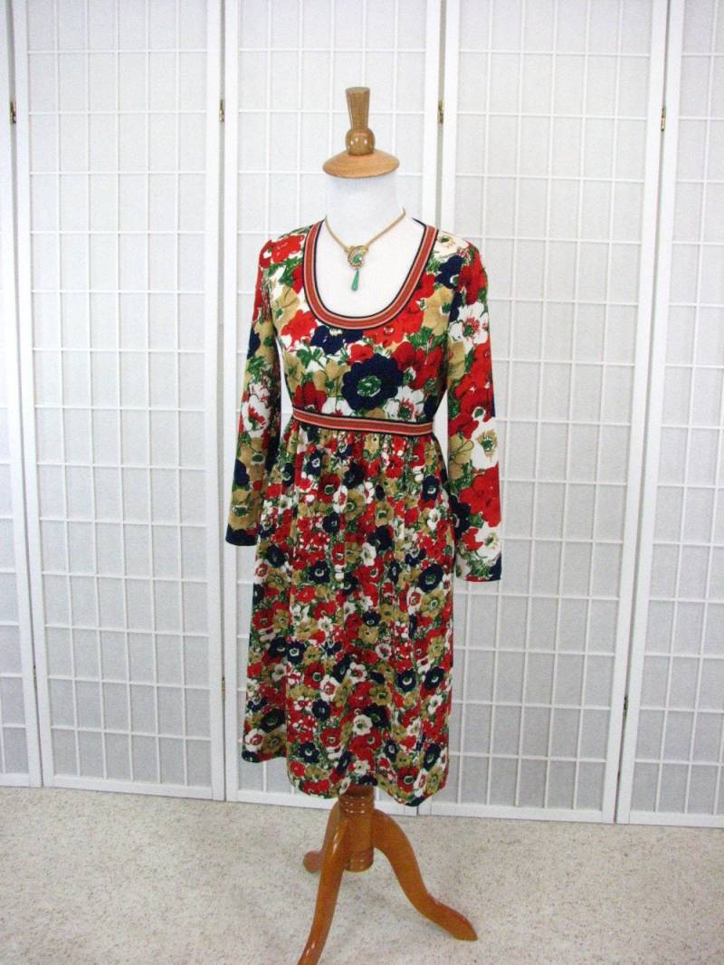 1960/70Er Jahre Goldworm Polyester Strick Kleid Size X - Small .... Aussergewöhnliche Fashion von AliceBlueGownVintage