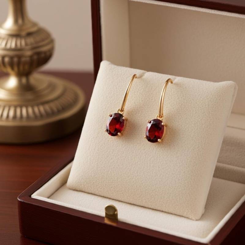 Granat Ohrringe, Goldene Edelstein Schmuck Ohrringe Granat, Schmuck, Silber Ohrhänger Vergoldet, Rot von AliceGlamShop