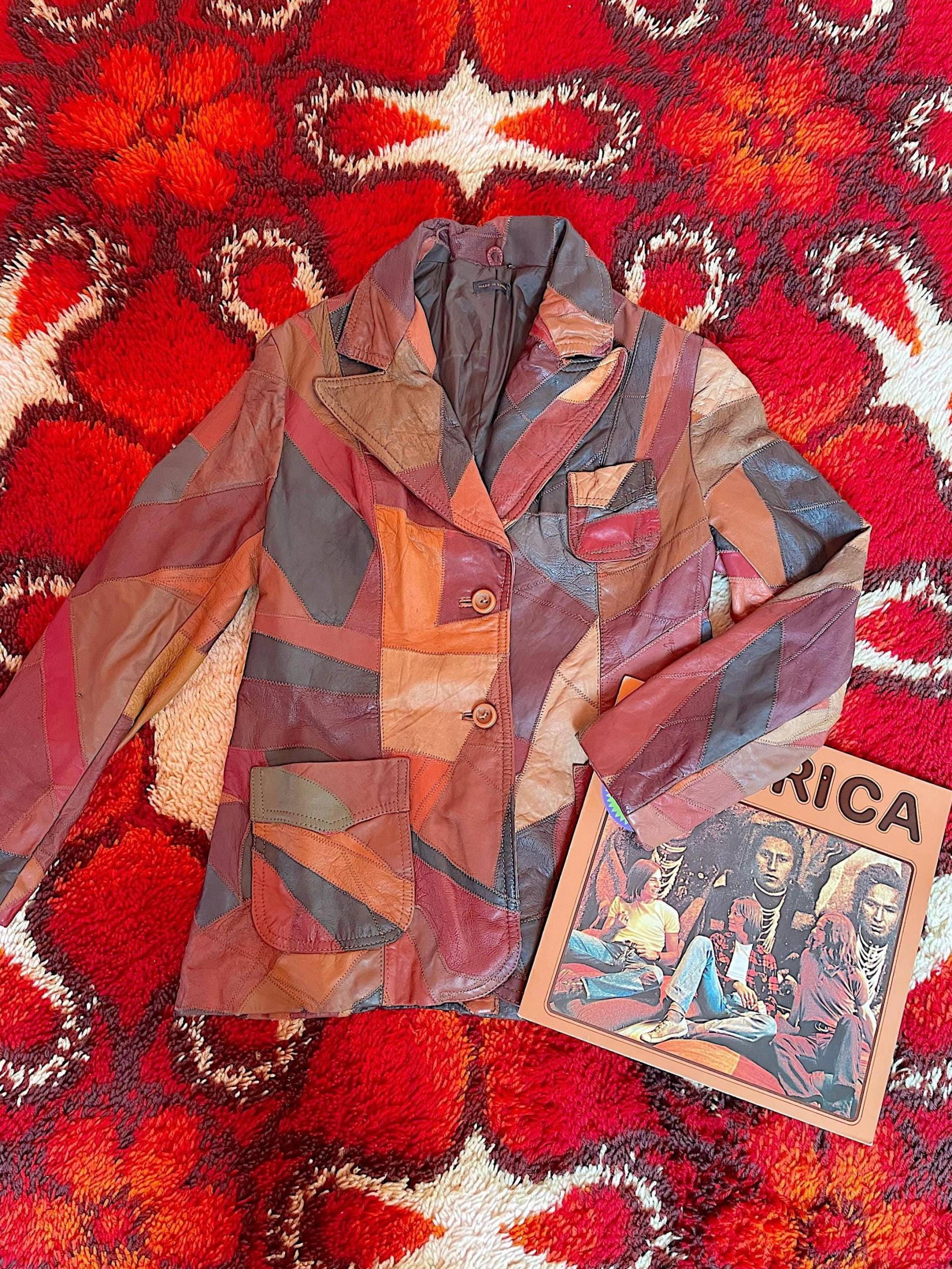 70Er Patchwork Lederjacke/Jacke Kurzmantel Aus Leder | Mid Century Vintage von AliceGroovy