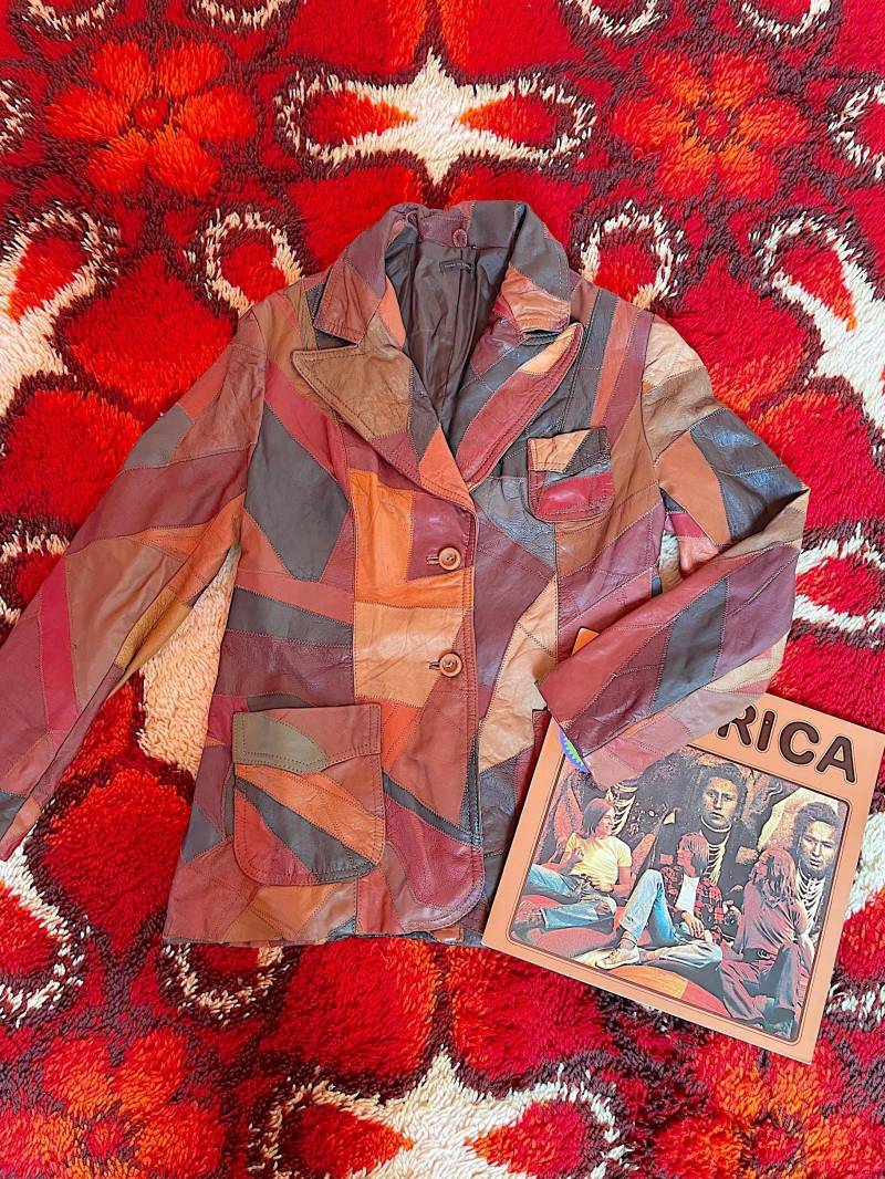 70Er Patchwork Lederjacke/Jacke Kurzmantel Aus Leder | Mid Century Vintage von AliceGroovy