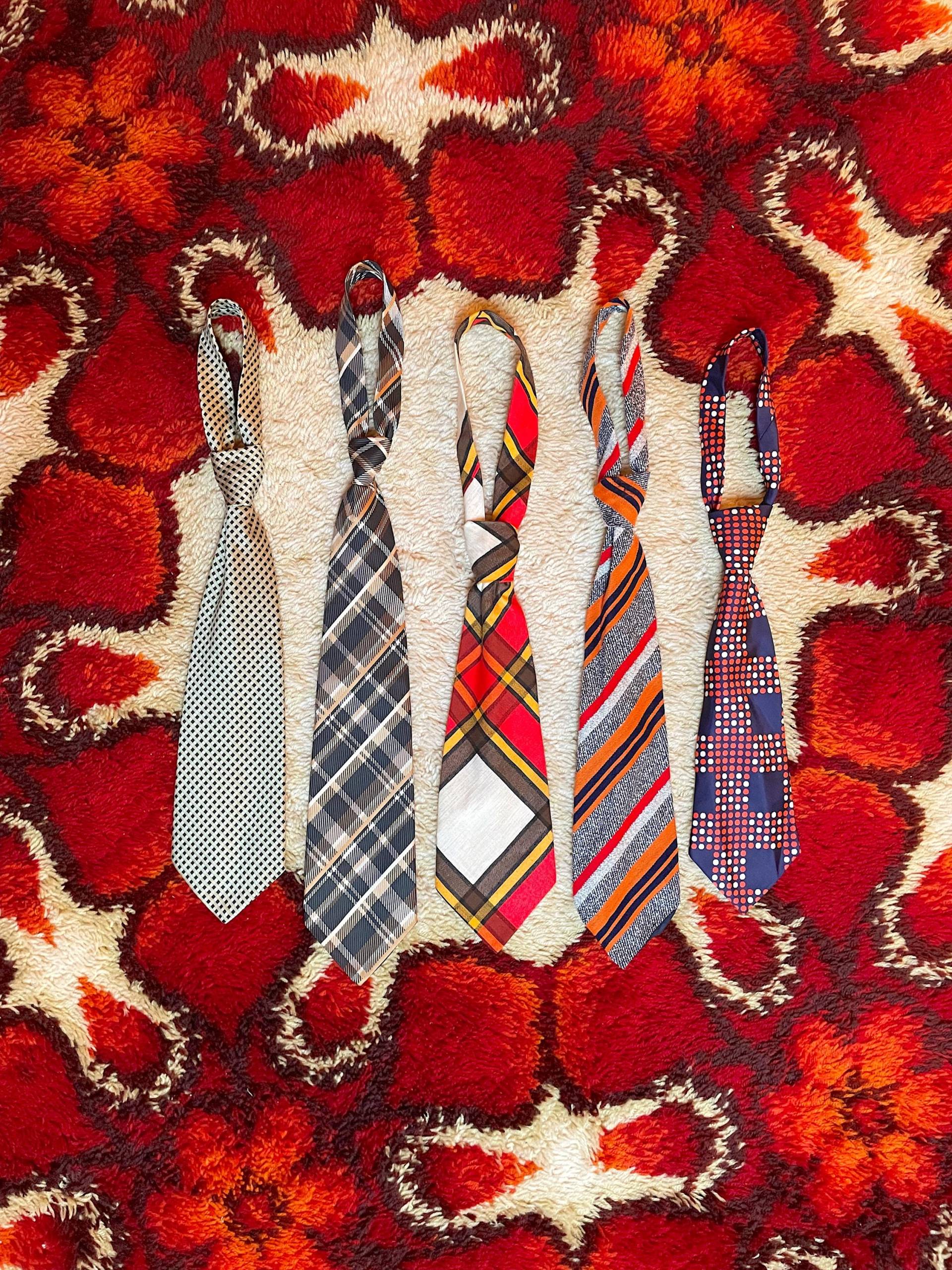 Set Aus 5 Groovy Disco Krawatte | 70Er Jahre Mid Century Vintage von AliceGroovy