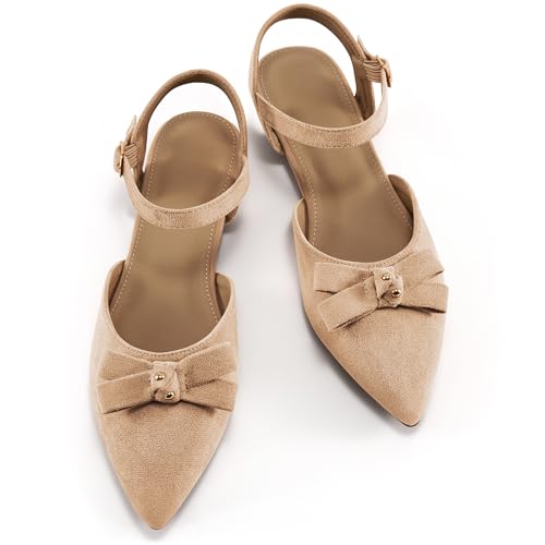 Alicegana Flache Schuhe für Damen 2025: elegante Ballettschuhe mit geschlossener spitzer Zehenpartie, bequem, Business, Freizeit, Hochzeitsschuhe, aprikose, 37.5 EU von Alicegana