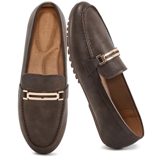Alicegana Halbschuhe für Damen, Business-Freizeitschuhe – bequeme Schlupfschuhe, Penny-Loafers, Arbeitskleid, flache Schuhe, Dunkelbraun, 35.5 EU von Alicegana