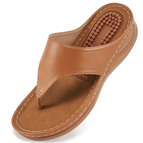 Damensandalen mit Keilabsatz: Bequeme und elegante Sommer-Flip-Flops, lässig, Walking, Strand, Sandalen für Damen, hellbraun, 37 EU Damensandalen mit Keilabsatz: Bequeme und elegante Sommer-Flip-Flops, lässig, Walking, Strand, Sandalen für Damen, hellbraun, 37 EU von Alicegana