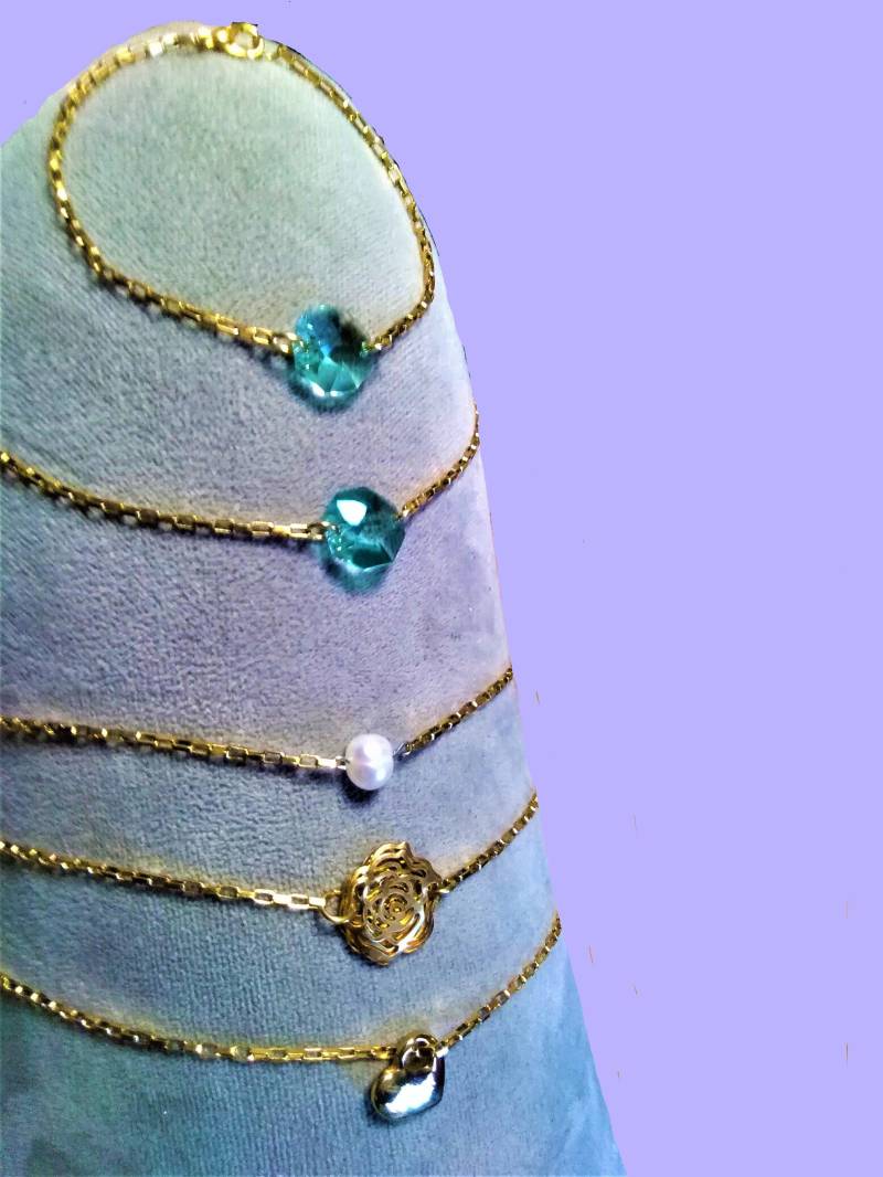 Kette Vergoldet Auch Als Armband Im Shop 40-80 cm Lang Mit Swarovski Kristall 7 Farben, Süsswasserperle, Blume Oder Herzchen von Aliceimklunkerland