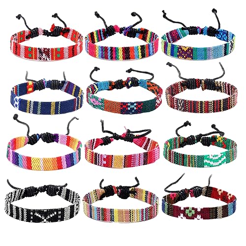 12 Stück Freundschaftsarmband, Böhmische Freundschaftsarmbänder, Handgefertigt Gewebte Armbänder, Verstellbar Freundschaftsbänder, Bunte Armband für Damen Herren Kinder Jungen(Bunte) von Alicer