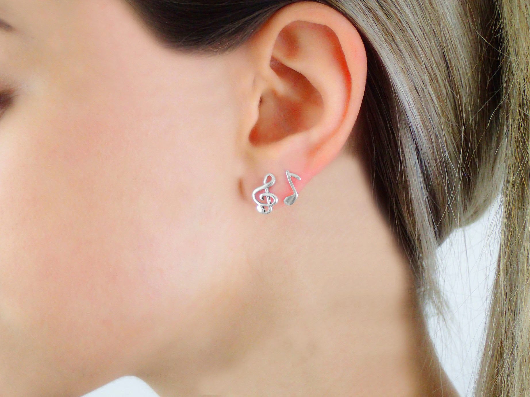 925 Sterling Silber Violinschlüssel Musiknote Ohrringe von AliciaSWonders
