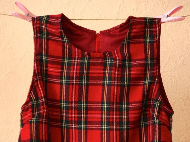 Damen - Kleid/Tunika Schottenkaro Rot Verschiedene Größen Bis Damen Gr. 62 von AliciaZoeStyle