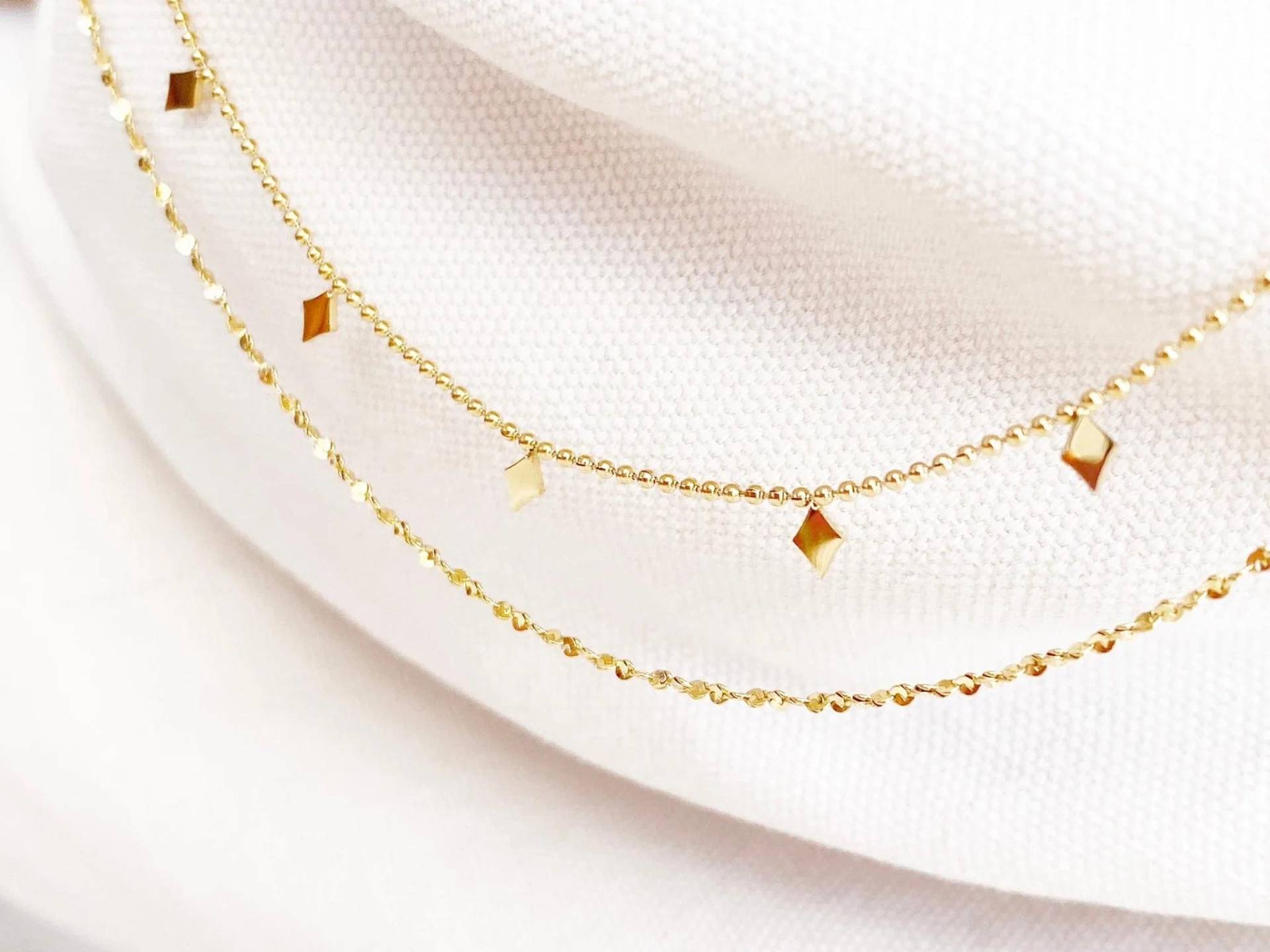 Doppelkette Gold Edelstahl | Wasserfest Hypoallergen Stabile Farbechte Halskette Kette Layering Antitarnish Stainless Steel von AliciasDiaryBerlin