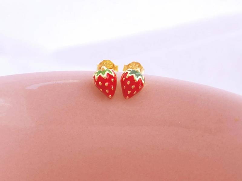 Erdbeer Ohrringe Kinder Hypoallergen | Obst Ohrstecker Weihnachts Geschenke Für Kleine Mädchen, Glücksbringer Von Alicia's Diary von AliciasDiaryBerlin