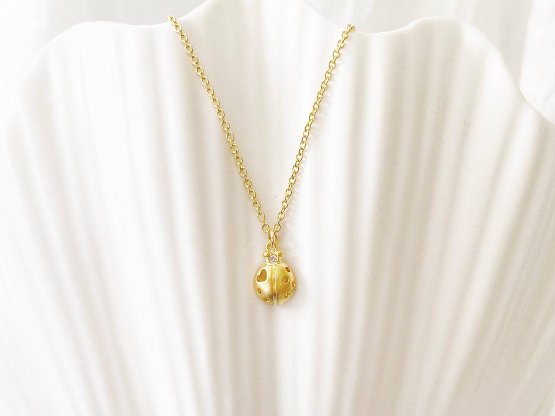 Marienkäfer Halskette Kinder | Weihnachts Geschenke Mädchen Schmuck Set 925 Gold Mit Anhänger Tier Motiv von AliciasDiaryBerlin