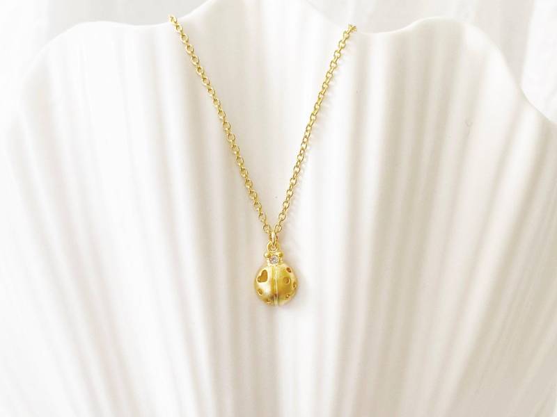 Marienkäfer Halskette Kinder | Weihnachts Geschenke Mädchen Schmuck Set 925 Gold Mit Anhänger Tier Motiv von AliciasDiaryBerlin