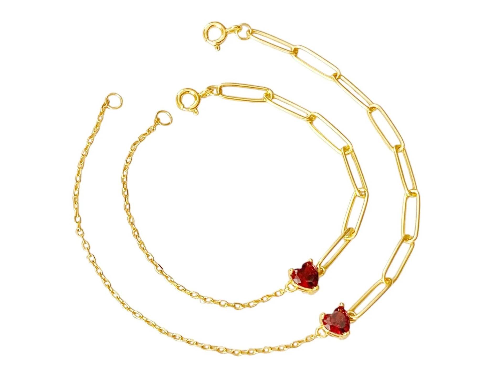 Mutter-Kind Armband Mit Herz Anhänger | Goldenes Kristall Bracelet Heart Red Stone Weihnachtsgeschenke Für Mädchen von AliciasDiaryBerlin