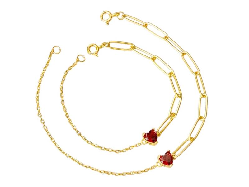Mutter-Kind Armband Mit Herz Anhänger | Goldenes Kristall Bracelet Heart Red Stone Weihnachtsgeschenke Für Mädchen von AliciasDiaryBerlin