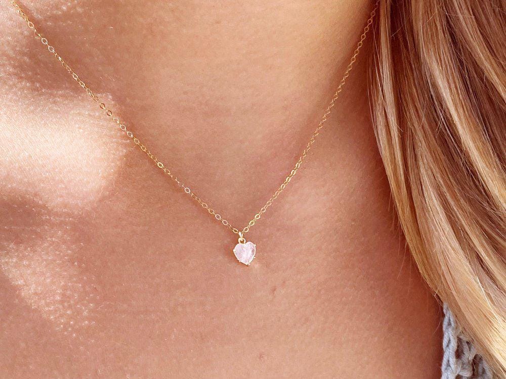 Rosenquarz Herz Halskette von AliciasDiaryBerlin