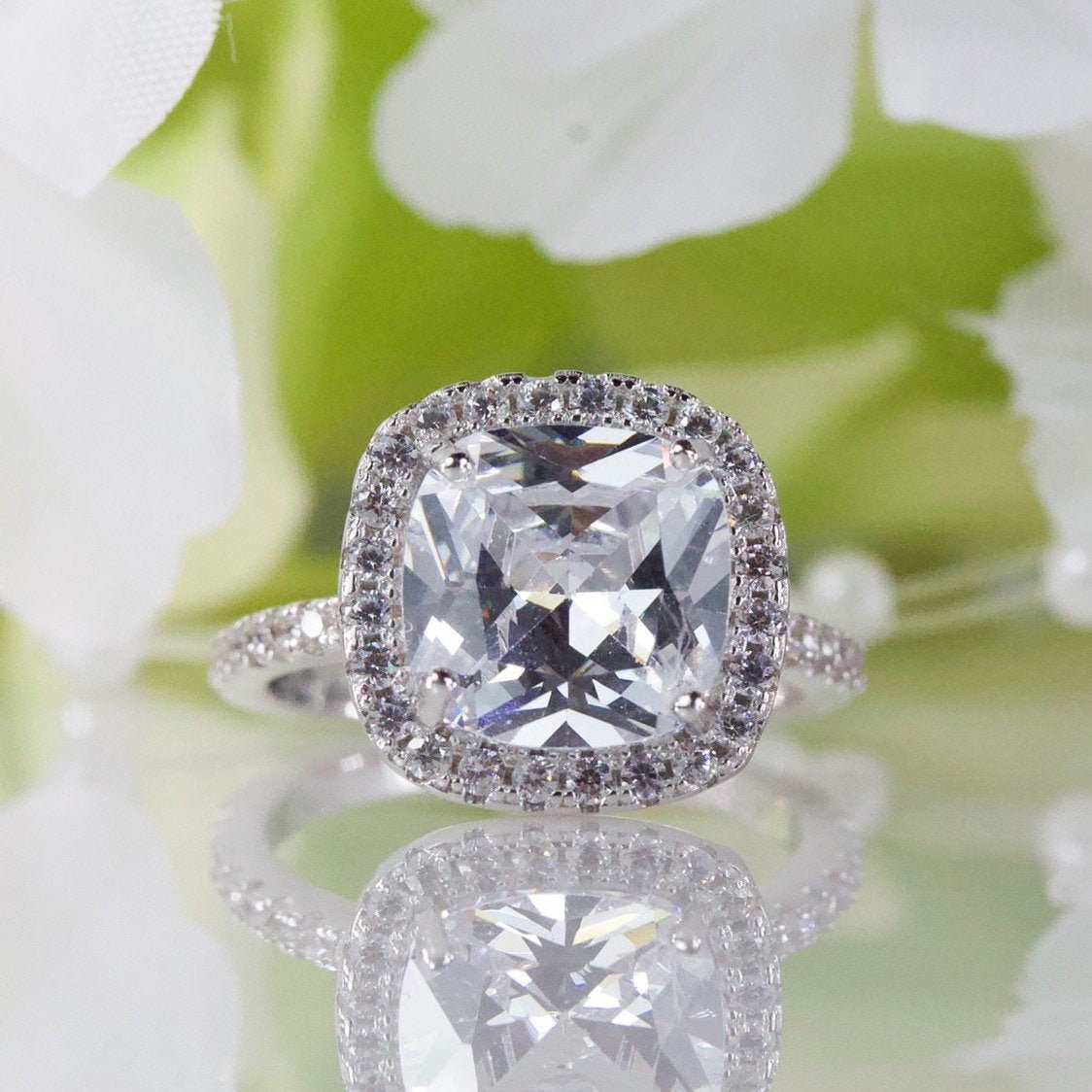 4.00 Ct. Halo-Kissenschliff Feiner Qualität Zirkonia Verlobungsring Aus Sterlingsilber, Vorschlag Ring, Reisering, Versprechen Ring | 071 von AlidaJewelry