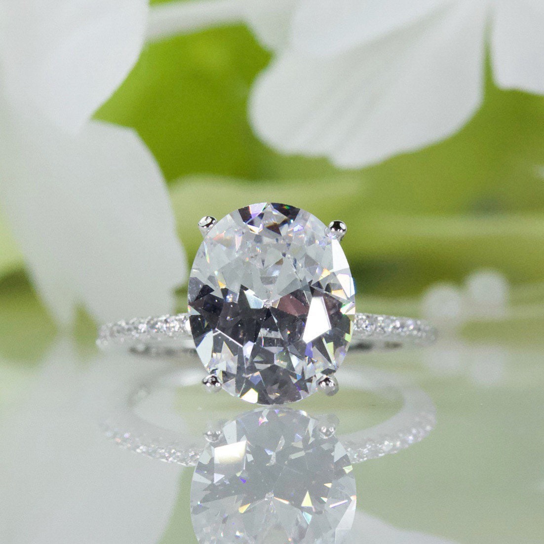 4.00 Karat. Oval Brillante Feine Qualität Zirkonia Verlobungsring Aus Sterlingsilber, Versprechen Ring, Reisering, Vorschlag Ring | R063 von AlidaJewelry