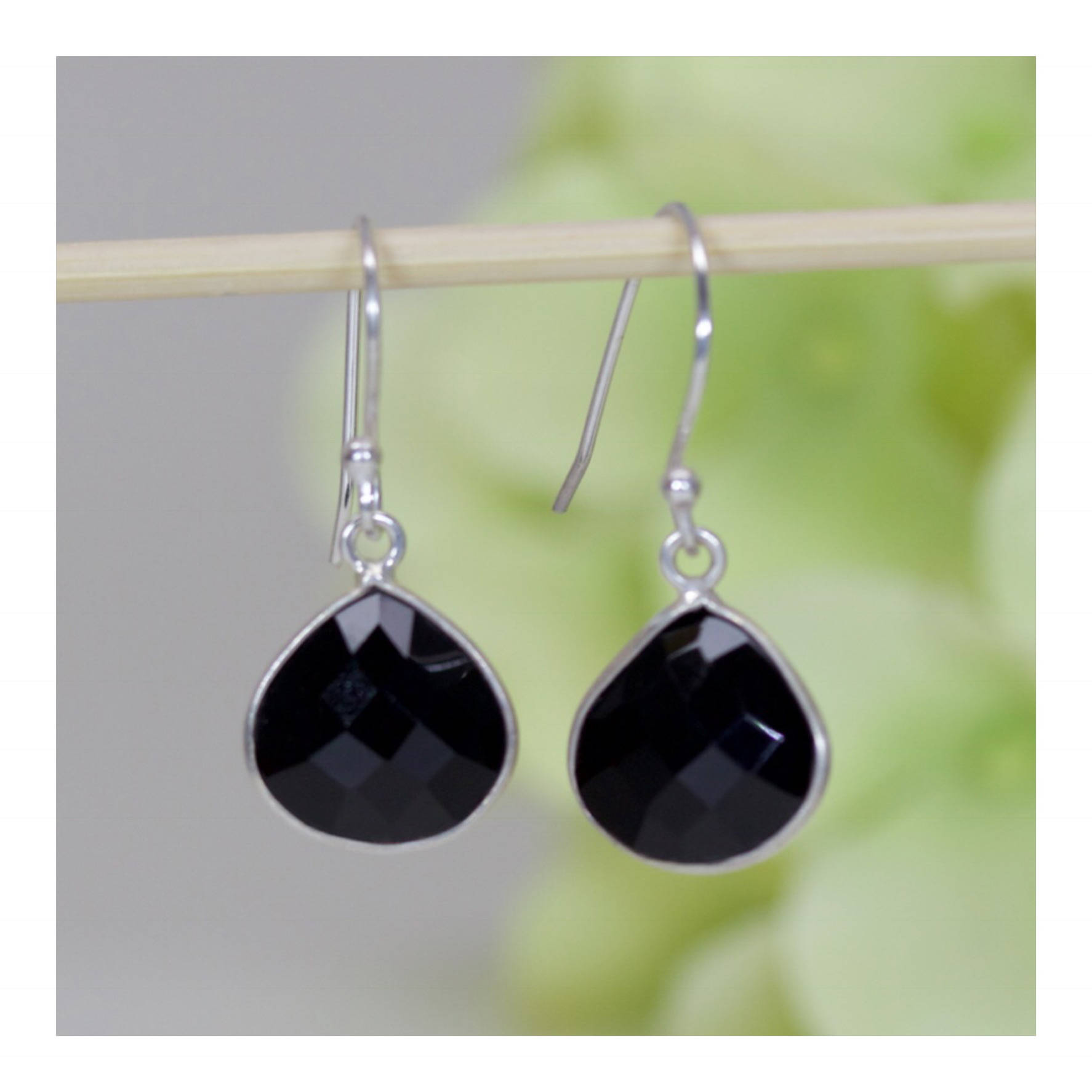 Raffinierte Natürliche Onyx Lünette Baumeln Ohrringe in Sterling Silber, Geburtstagsgeschenk, Jahrestag Geschenk, Danke Reise Schmuck von AlidaJewelry