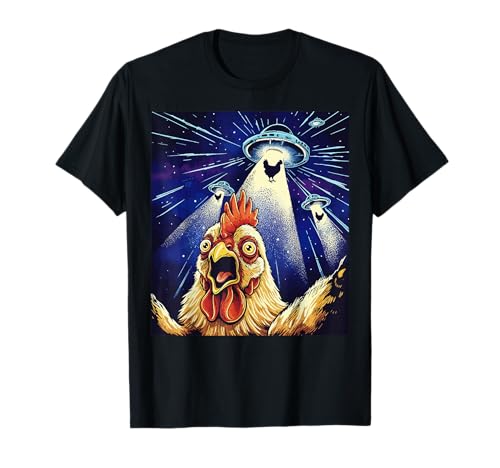 Hühnchen-UFO-Meme, lustig für Herren, Damen, Kinder, Jungen, Familien T-Shirt von Alien Chicken UFO Cool Designs