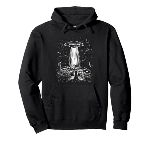 Alien Katze Und Ufo In Der Wüste Kaktus Damen Herren Kinder Pullover Hoodie von Alien Katze Kaktus Wüste Ufo Abenteuer Sci-fi