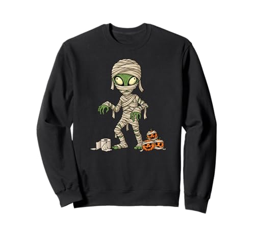 Lustiger Alien Mummy Kürbis Halloween Kinder Herren Damen Sweatshirt von Alien Lovers Cute Halloween Outfits for Boy Girl