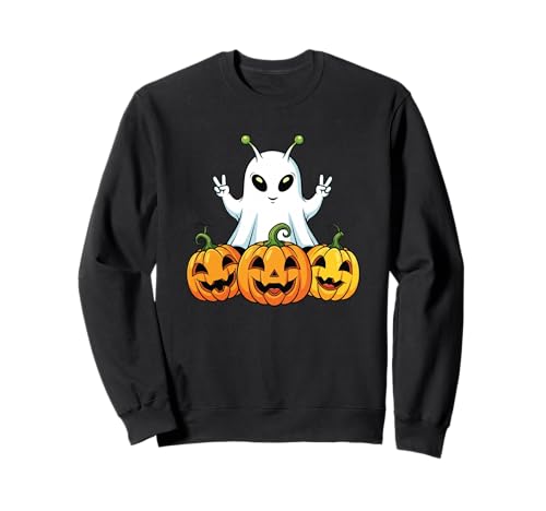 Lustiger Alien Geist Kürbis Boo Halloween Kinder Herren Damen Sweatshirt von Alien Lovers UFO Halloween Ghost Pumpkin Outfits