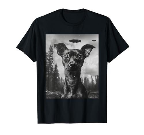 Hund Mama Papa - Lustiger Alien Selfie Miniatur Pinscher UFO T-Shirt von Alien Miniature Pinscher Gift for Men & Women