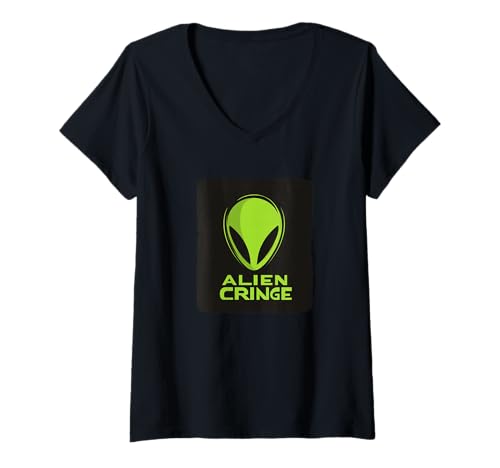 Damen Hübsches Alien-Kostüm mit Cringe-Rede T-Shirt mit V-Ausschnitt Damen Hübsches Alien-Kostüm mit Cringe-Rede T-Shirt mit V-Ausschnitt von Alien Outfit
