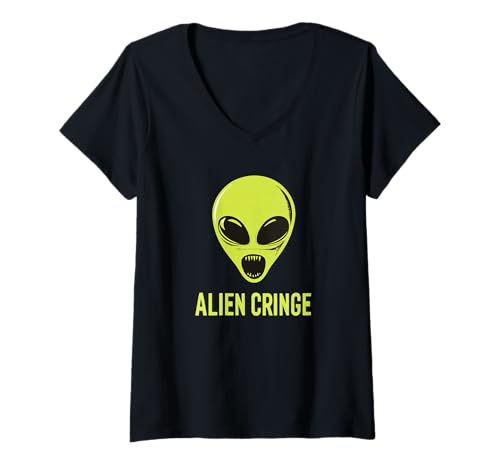 Damen Laughing Alien Cringe Statement Kostüm T-Shirt mit V-Ausschnitt Damen Laughing Alien Cringe Statement Kostüm T-Shirt mit V-Ausschnitt von Alien Outfit
