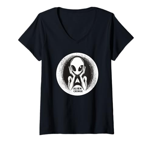 Damen Lustiges Alien mit Cringe Spruch Kostüm T-Shirt mit V-Ausschnitt Damen Lustiges Alien mit Cringe Spruch Kostüm T-Shirt mit V-Ausschnitt von Alien Outfit