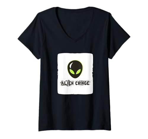 Damen Strange Alien Cringe Kostüm T-Shirt mit V-Ausschnitt Damen Strange Alien Cringe Kostüm T-Shirt mit V-Ausschnitt von Alien Outfit