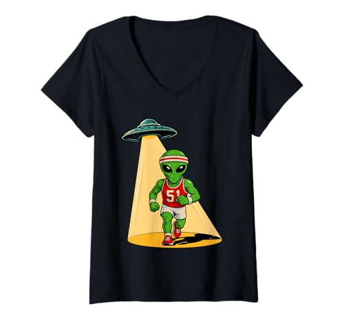 Damen Alien Running UFO Marathonläufer, 5 km, 10 km, Area 51, Roswell T-Shirt mit V-Ausschnitt Damen Alien Running UFO Marathonläufer, 5 km, 10 km, Area 51, Roswell T-Shirt mit V-Ausschnitt von Alien Running Shirts by ScienceNStuff