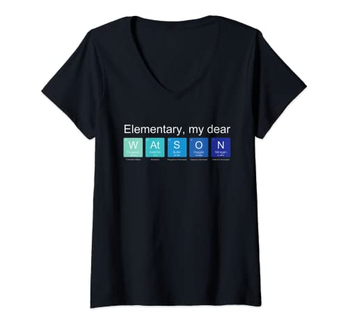 Damen Grundschule mein lieber Watson, nerdige Sherlock Holmes Fanwissenschaft T-Shirt mit V-Ausschnitt Damen Grundschule mein lieber Watson, nerdige Sherlock Holmes Fanwissenschaft T-Shirt mit V-Ausschnitt von Alien Sheephead Sherlock Holmes