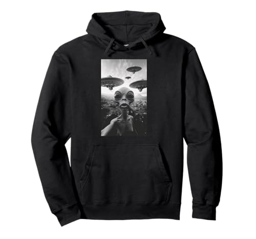 Alien Lustiges UFO-Selfie mit fliegender Untertasse für Herren und Damen Pullover Hoodie von Alien UFO byAxisone