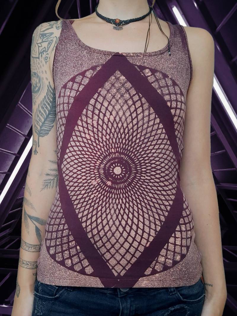 Mandala Tanktop - Handmade Colored & Bleached von AlienArtis