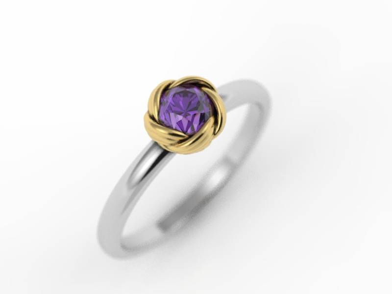 Amethyst Verlobungsring, Blume Einzigartige Lila Stein Verlobungsring von AlienFormsJewelery