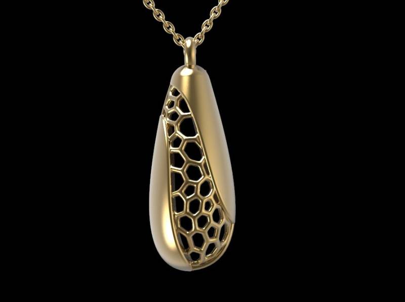 Ausländer Voronoi Halskette 14K Gold von AlienFormsJewelery