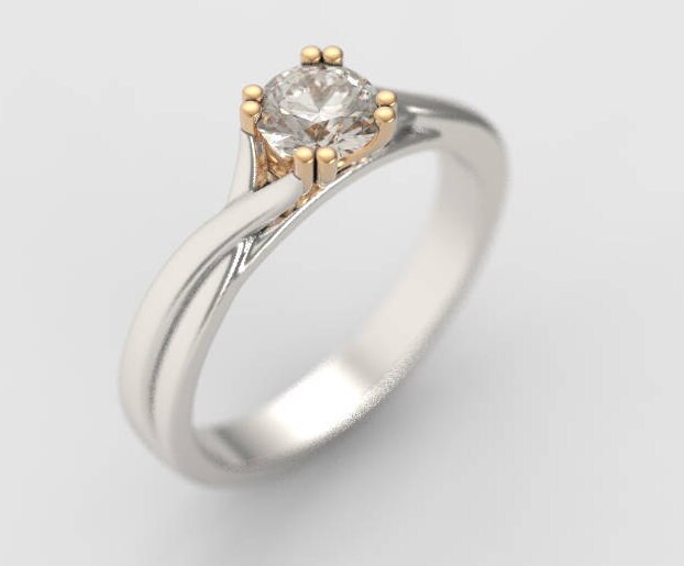 Cz-Verlobungsring, Crossover-Verlobungsring, Moissanite Verlobungsring, Diamant-Verlobungsring, Einzigartige Kostenloser Versand von AlienFormsJewelery