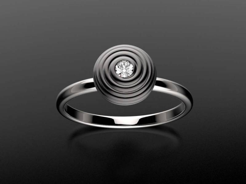 Diamant-Verlobungsring, Schwarze Gold Verlobungsring, Spirale Engagement, Schwarzer Diamant Verlobungsring von AlienFormsJewelery