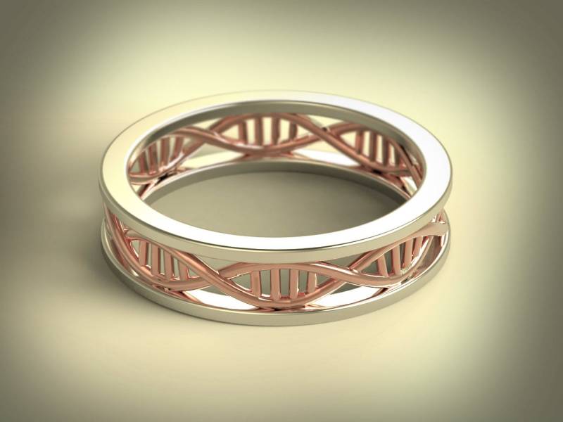 Dna-Ring, Wissenschaftsring, Ehering Geek, Geflochten, Geflochtener Ring 14K Gold, Verlobungsring Biologie Ring, Nerd von AlienFormsJewelery