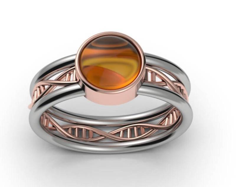 Dna Verlobungsring, Bernstein Geek Wissenschaft Verlobungsring von AlienFormsJewelery