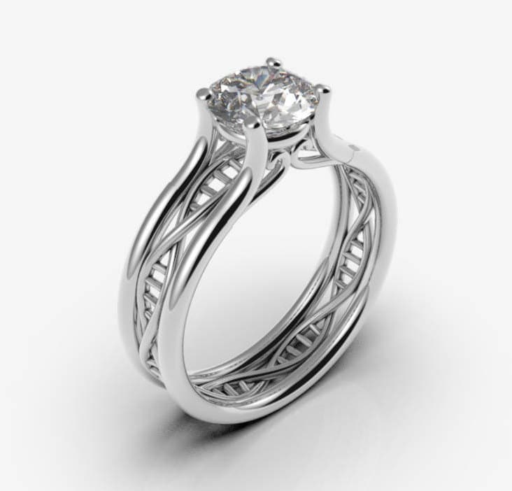 Dna Verlobungsring, Geek Molekül Verlobung, Solitär, Nicht Traditionell, Einzelstein Wissenschaft, Biologie von AlienFormsJewelery