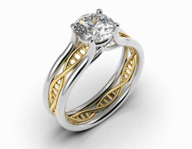 Dna-Verlobungsring, Moissanit-Verlobungsring, Geek Verlobungsring, Nicht Traditionell, Wissenschaft Biologie Verlobungsring von AlienFormsJewelery