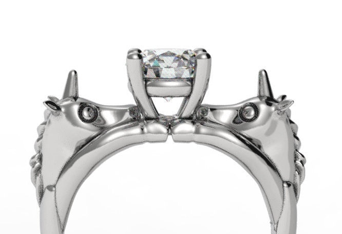 Einhorn-Verlobungsring, Geek-Verlobungsring, Fantasie-Verlobungsring, Nerd-Verlobungsring von AlienFormsJewelery